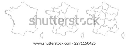 French map set with white-black outline