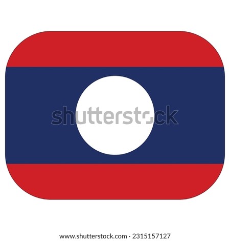 Laos flag in a rectangular shape. Flag of Laos in rectangular shape