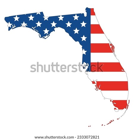 Florida map with USA flag