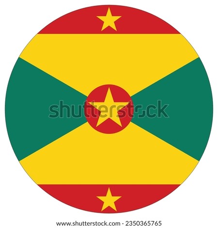 Grenada flag circle shape. Flag of Grenada round shape