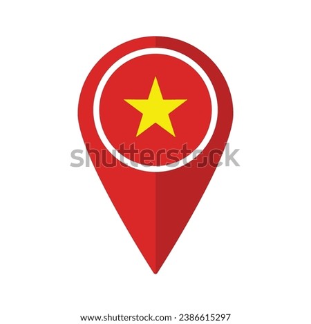 Flag of Vietnam flag on map pinpoint icon isolated red color