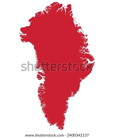 Greenland map. Map of Greenland in red color