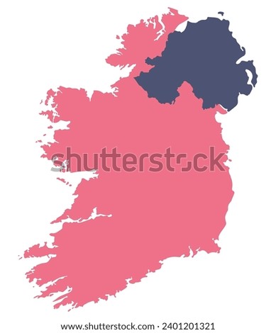 Ireland and Northern Ireland map. Map of Ireland Island Map