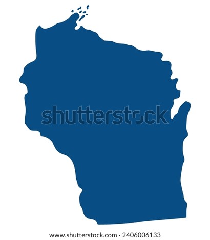 Wisconsin state map. Map of the U.S. state of Wisconsin.