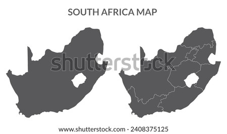 South Africa map set in grey color 