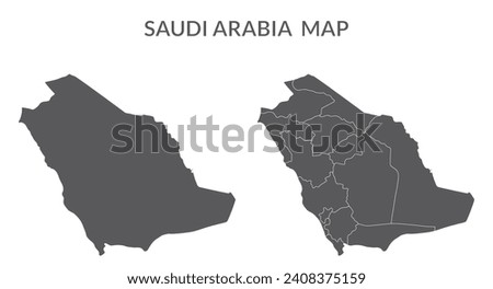 Saudi Arabia map. Map of Saudi Arabia in set in grey color