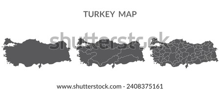 Turkey map set in grey color