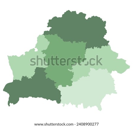 Belarus map. Map of Belarus in administrative provinces in multicolor