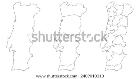 Portugal map. Map of Portugal in set