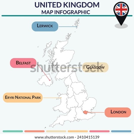 Infographic of United Kingdom map. Map infographic