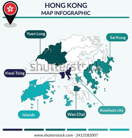 Infographic of Hong Kong map. Infographic map