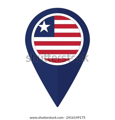 Liberia flag on map pinpoint icon isolated. Flag of Liberia