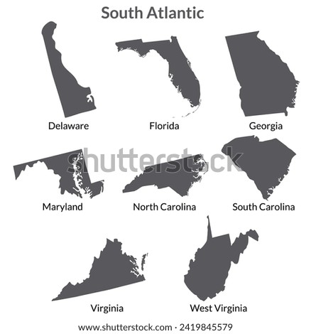 USA states South Pacific regions map.