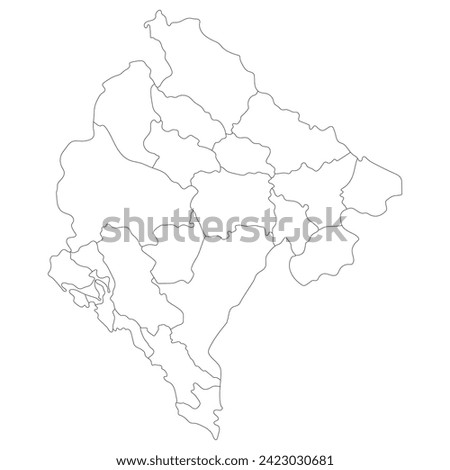 Montenegro map. Map of Montenegro in administrative provinces in white color