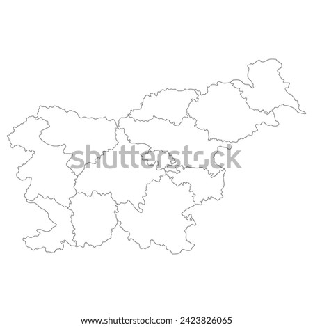 Slovenia map. Map of Slovenia in administrative provinces in white color