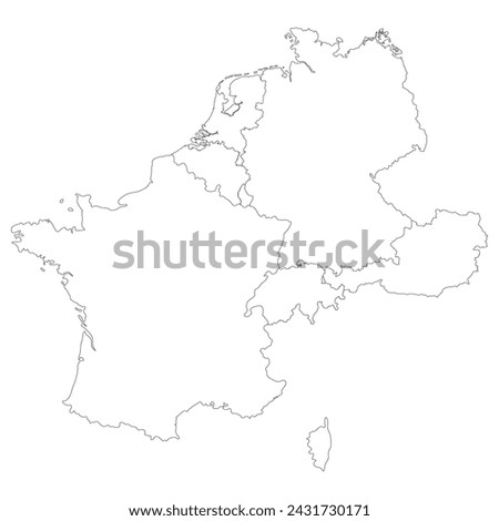 Western Europe country Map. Map of Western Europe in white color.