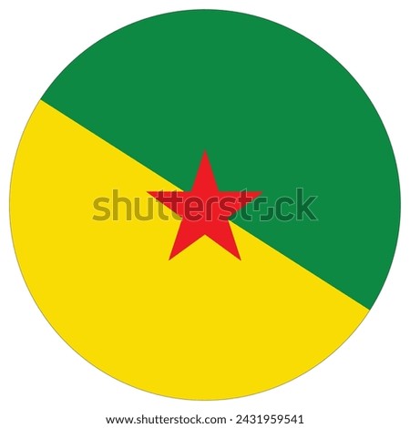 French Guiana flag. National flag of French Guiana in circle shape