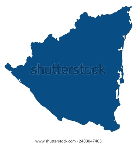 Nicaragua map. Map of Nicaragua in blue color