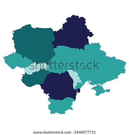 Eastern Europe country Map. Map of Eastern Europe in multicolor.