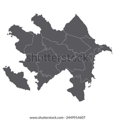 Azerbaijan map. Map of Azerbaijan in administrative provinces in grey color