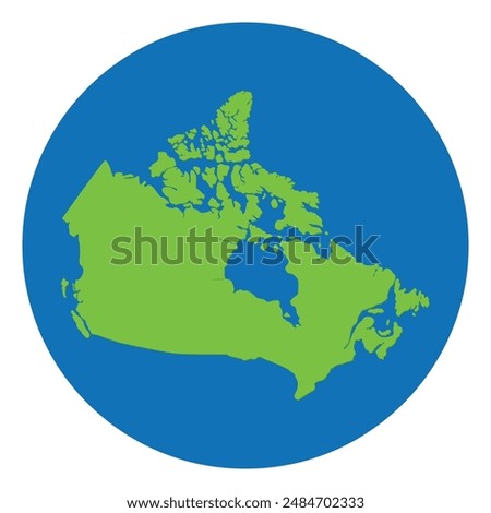 Canada map. Canadian map  in green color and blue globe shape