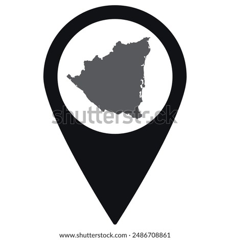 Nicaragua map. Map of Nicaragua on map pin icon black color isolated