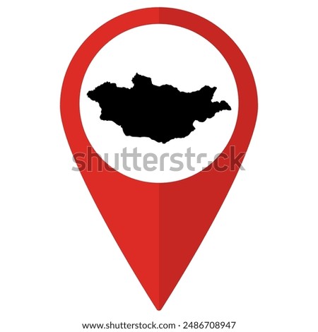 Mongolia map. Map of Mongolia on map pin icon red color isolated