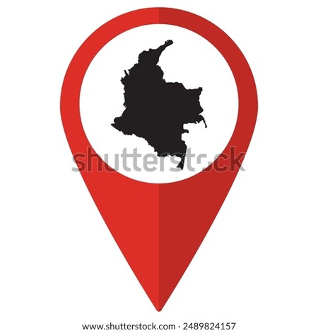 Colombia map. Map of Colombia on map pin icon red color isolated