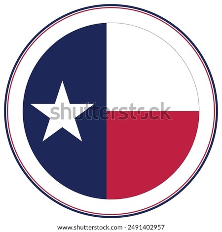 Texas flag on circle shape icon isolated. Flag of Texas. 