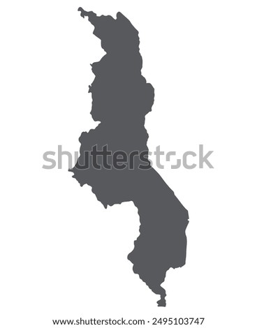 Malawi map. Map of Malawi in grey color