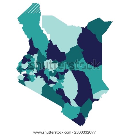 Kenya map. Map of Kenya in administrative provinces in multicolor