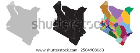 Kenya map. Map of Kenya in set