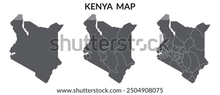 Kenya map. Map of Kenya in grey set