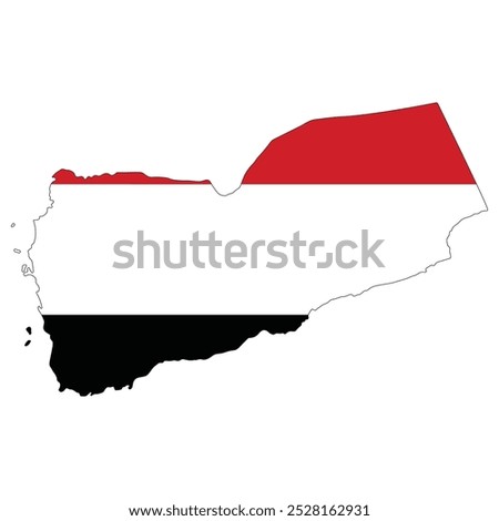 Yemen map with Yemen flag