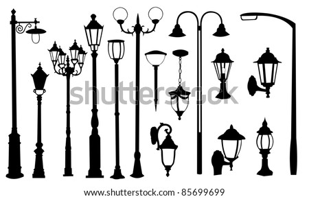 Street Light Silhouettes Stock Vector Illustration 85699699 : Shutterstock