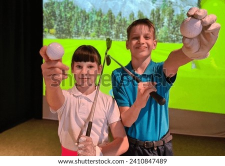 Similar – Foto Bild Bruder und Schwester spielen im Freien