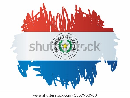 Flag of Paraguay, Republic of Paraguay. Template for award design, an official document with the flag of Paraguay. Bright, colorful vector illustration.