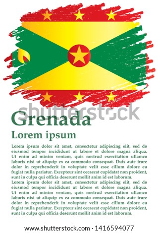 Flag of Grenada, Grenada is a country in the West Indies, Island of Spice. Template for award design, an official document with the flag of Grenada. Bright, colorful vector illustration.