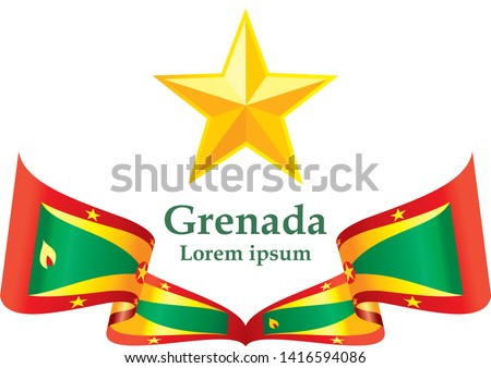 Flag of Grenada, Grenada is a country in the West Indies, Island of Spice. Template for award design, an official document with the flag of Grenada. Bright, colorful vector illustration.