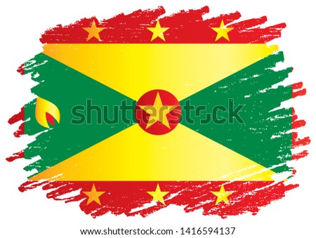 Flag of Grenada, Grenada is a country in the West Indies, Island of Spice. Template for award design, an official document with the flag of Grenada. Bright, colorful vector illustration.