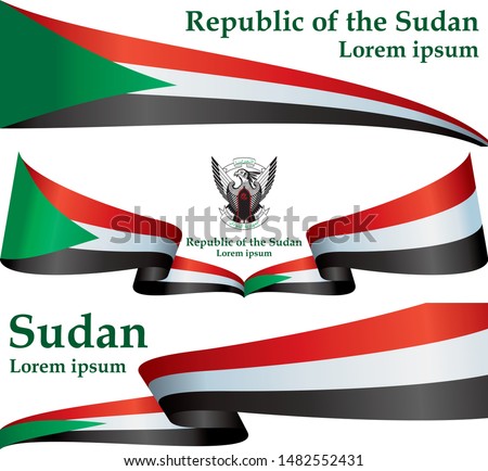 Flag of Sudan, Republic of the Sudan, is a country in Northeast Africa. Template for award design, an official document with the flag of Sudan. Bright, colorful vector illustration.