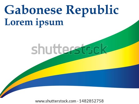 Flag of Gabon, Gabonese Republic. Template for award design, an official document with the flag of Gabon. Bright, colorful vector illustration.