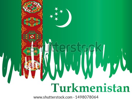 Flag of Turkmenistan, Republic of Turkmenistan. Template for award design, an official document with the flag of Turkmenistan. Bright, colorful vector illustration.