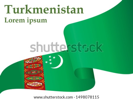 Flag of Turkmenistan, Republic of Turkmenistan. Template for award design, an official document with the flag of Turkmenistan. Bright, colorful vector illustration.