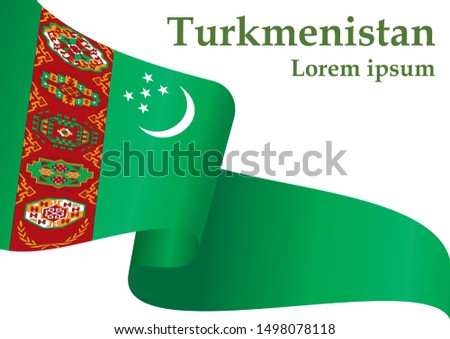 Flag of Turkmenistan, Republic of Turkmenistan. Template for award design, an official document with the flag of Turkmenistan. Bright, colorful vector illustration.