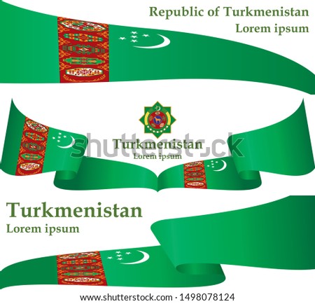 Flag of Turkmenistan, Republic of Turkmenistan. Template for award design, an official document with the flag of Turkmenistan. Bright, colorful vector illustration.