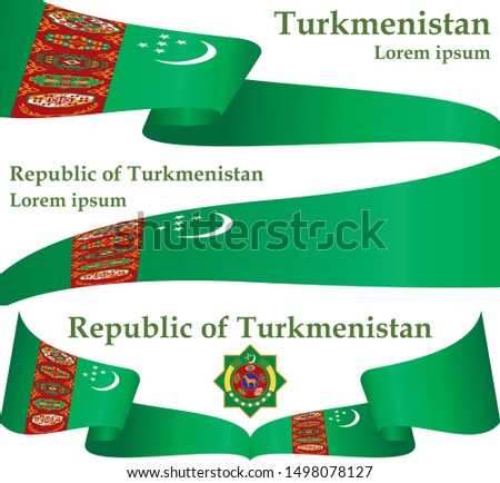 Flag of Turkmenistan, Republic of Turkmenistan. Template for award design, an official document with the flag of Turkmenistan. Bright, colorful vector illustration.