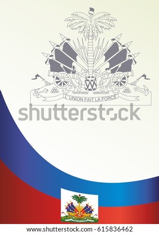 Flag of Haiti, template for the award, an official document with the flag and symbol of the Republic of Haiti