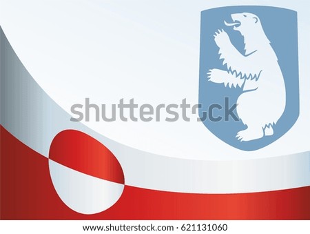 Flag of Greenland, template for the award, official document with the flag and the symbol of Greenland