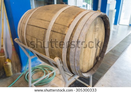 blurred background of old oak barrel